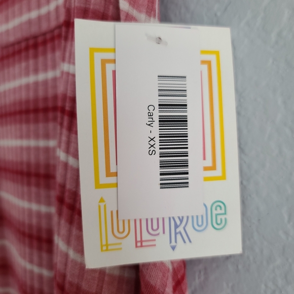 Lularoe Carly XX-Small Pink White striped … - Picture 5 of 7